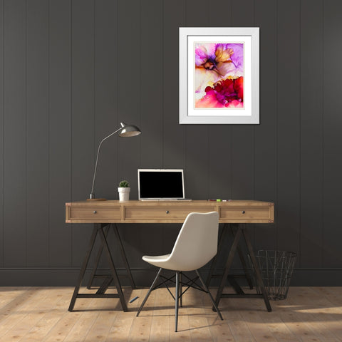 Vibrant Pink Flowers White Modern Wood Framed Art Print with Double Matting by Debs, Emma Catherine