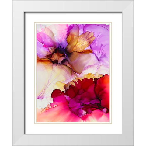 Vibrant Pink Flowers White Modern Wood Framed Art Print with Double Matting by Debs, Emma Catherine