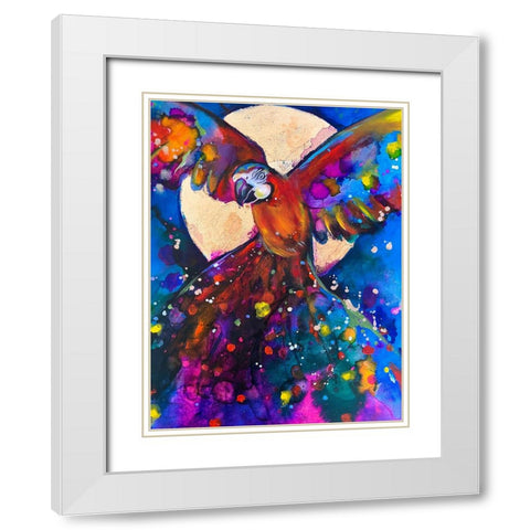 Girl In Flowers White Modern Wood Framed Art Print with Double Matting by Debs, Emma Catherine