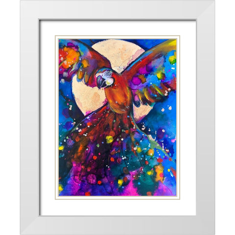 Girl In Flowers White Modern Wood Framed Art Print with Double Matting by Debs, Emma Catherine