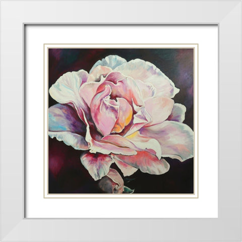 Rose 1 White Modern Wood Framed Art Print with Double Matting by Debs, Emma Catherine