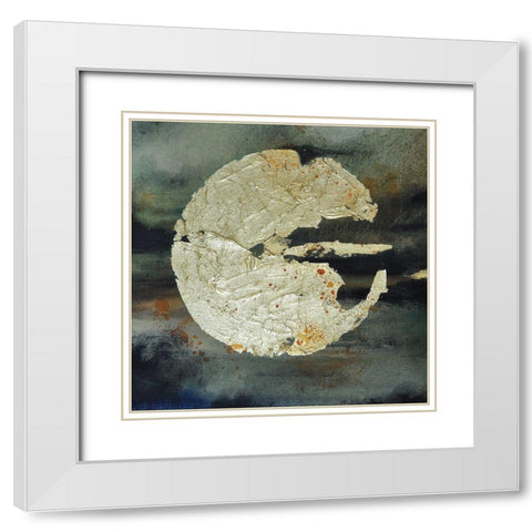 Cracked Circle White Modern Wood Framed Art Print with Double Matting by Debs, Emma Catherine