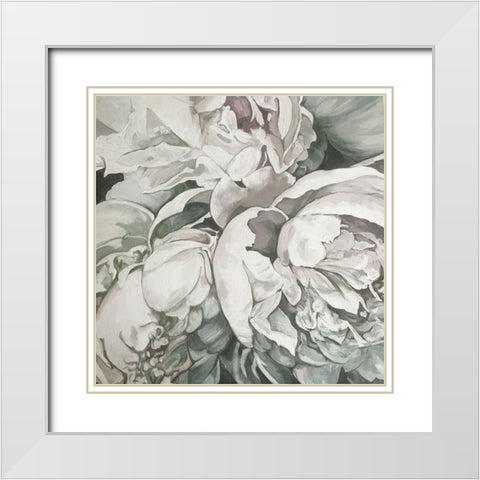 Unsaturated Peonies 1 White Modern Wood Framed Art Print with Double Matting by Debs, Emma Catherine