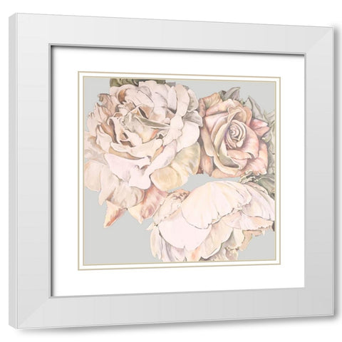 Soft Rose Bunch White Modern Wood Framed Art Print with Double Matting by Debs, Emma Catherine