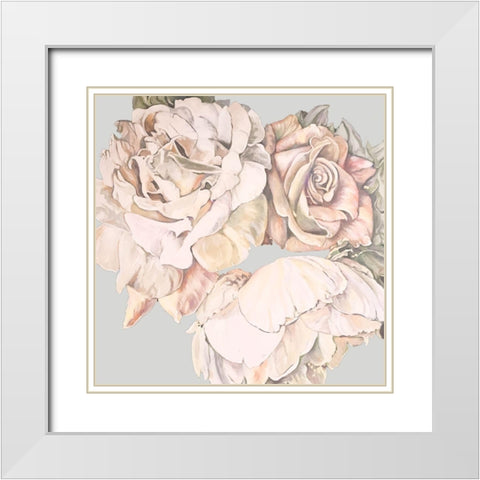 Soft Rose Bunch White Modern Wood Framed Art Print with Double Matting by Debs, Emma Catherine