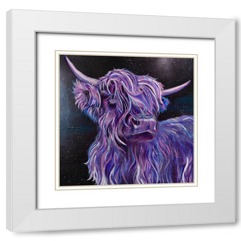 Purple Highland White Modern Wood Framed Art Print with Double Matting by Debs, Emma Catherine
