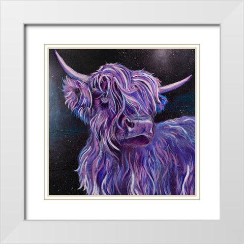 Purple Highland White Modern Wood Framed Art Print with Double Matting by Debs, Emma Catherine