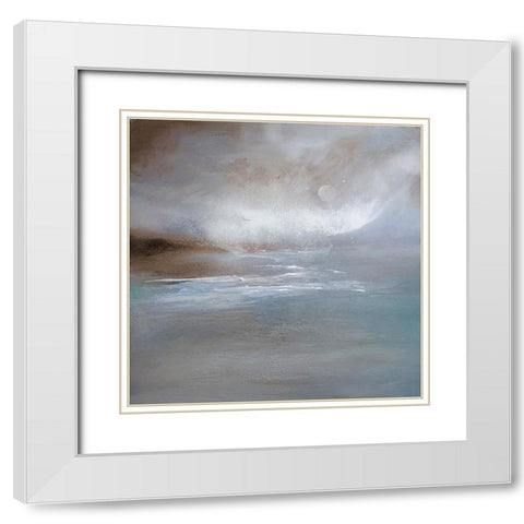 Blue Seascape White Modern Wood Framed Art Print with Double Matting by Debs, Emma Catherine