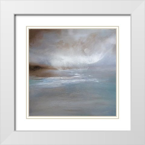 Blue Seascape White Modern Wood Framed Art Print with Double Matting by Debs, Emma Catherine