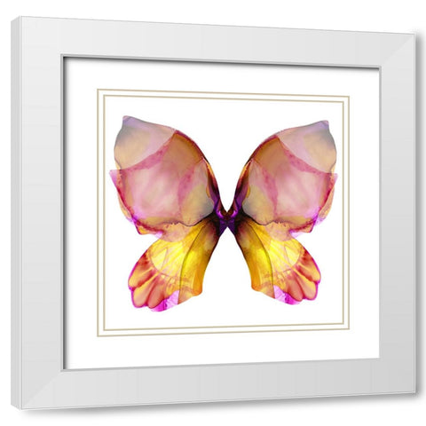 Floral Butterfly 4 White Modern Wood Framed Art Print with Double Matting by Debs, Emma Catherine