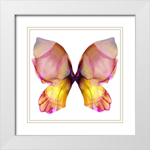 Floral Butterfly 4 White Modern Wood Framed Art Print with Double Matting by Debs, Emma Catherine