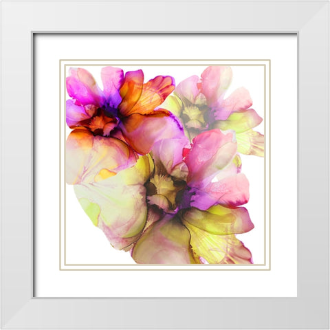 Vibrant Floral 1 White Modern Wood Framed Art Print with Double Matting by Debs, Emma Catherine