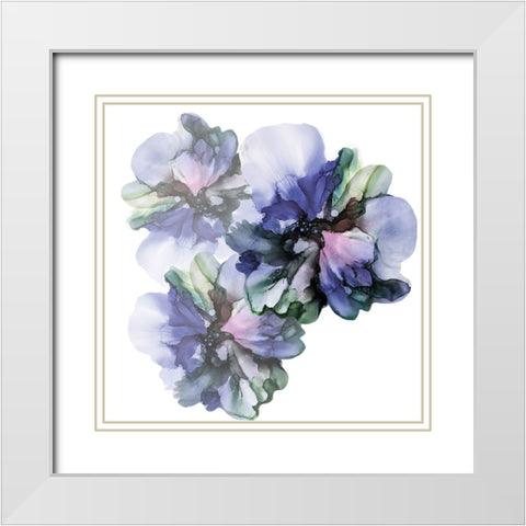 Vibrant Floral Trio White Modern Wood Framed Art Print with Double Matting by Debs, Emma Catherine