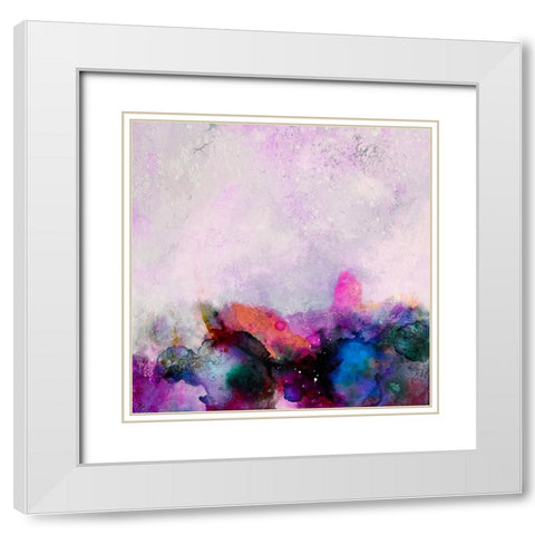 Pink Seas White Modern Wood Framed Art Print with Double Matting by Debs, Emma Catherine