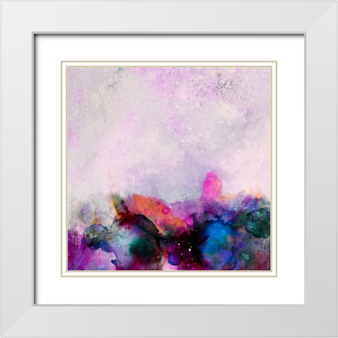 Pink Seas White Modern Wood Framed Art Print with Double Matting by Debs, Emma Catherine