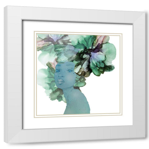 Flower Girl White Modern Wood Framed Art Print with Double Matting by Debs, Emma Catherine