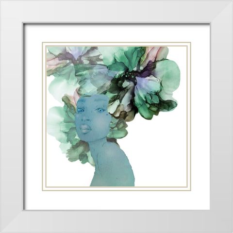 Flower Girl White Modern Wood Framed Art Print with Double Matting by Debs, Emma Catherine
