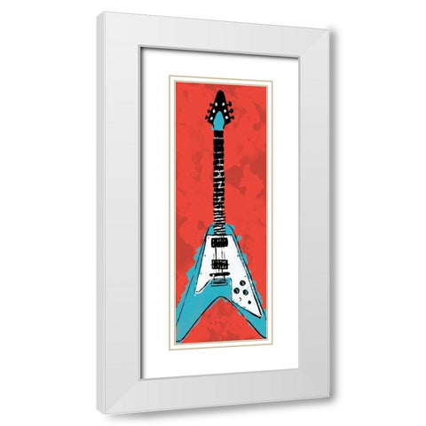Electric Guitar A3 White Modern Wood Framed Art Print with Double Matting by Rodriquez Jr, Enrique