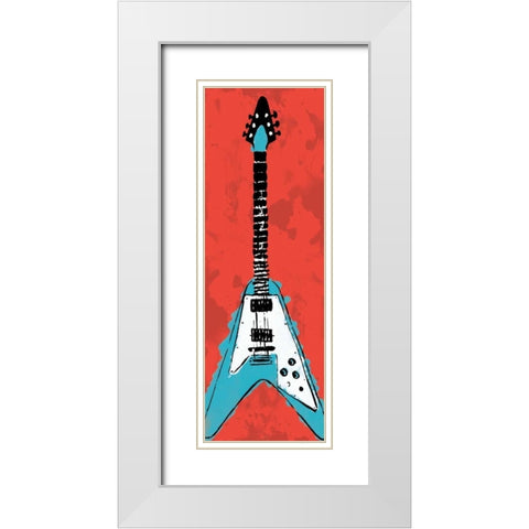 Electric Guitar A3 White Modern Wood Framed Art Print with Double Matting by Rodriquez Jr, Enrique