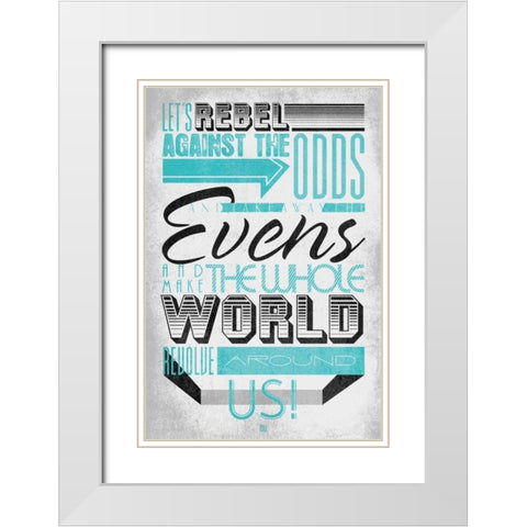 Rebel 3 White Modern Wood Framed Art Print with Double Matting by Rodriquez Jr, Enrique