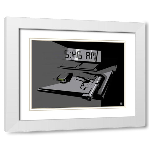 Warning White Modern Wood Framed Art Print with Double Matting by Rodriquez Jr, Enrique