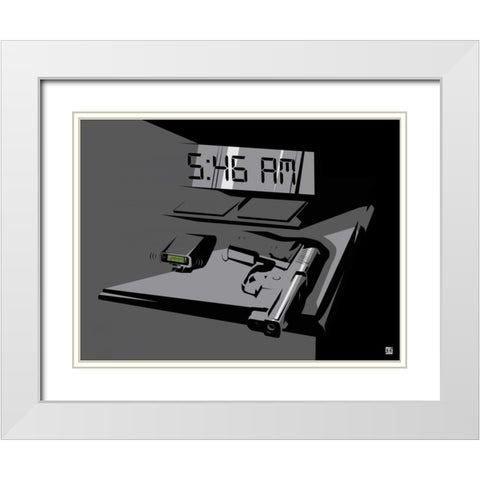 Warning White Modern Wood Framed Art Print with Double Matting by Rodriquez Jr, Enrique