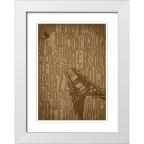 Guitars Type B White Modern Wood Framed Art Print with Double Matting by Rodriquez Jr, Enrique
