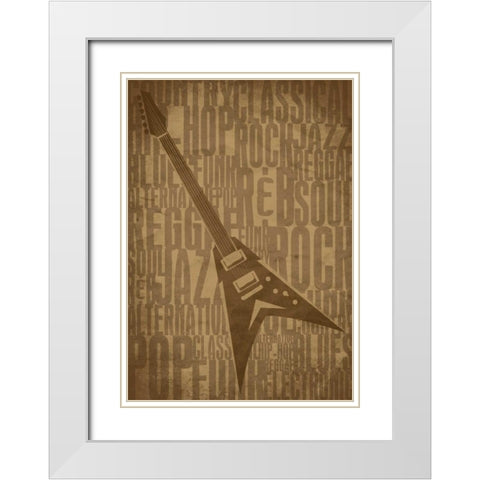 Guitars Type D White Modern Wood Framed Art Print with Double Matting by Rodriquez Jr, Enrique