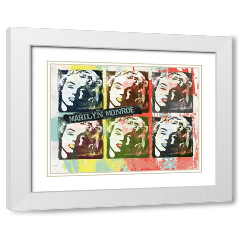 Monroe Painted B White Modern Wood Framed Art Print with Double Matting by Rodriquez Jr, Enrique