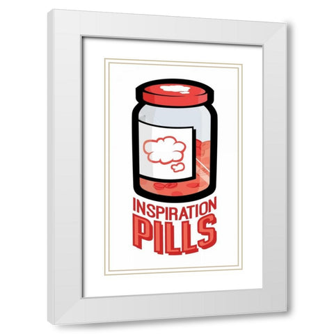 Inspiration Pills White Modern Wood Framed Art Print with Double Matting by Rodriquez Jr, Enrique