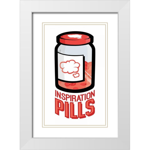 Inspiration Pills White Modern Wood Framed Art Print with Double Matting by Rodriquez Jr, Enrique