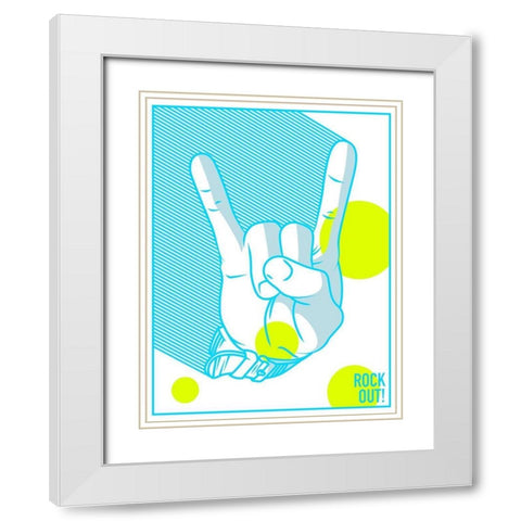Rock Out White Modern Wood Framed Art Print with Double Matting by Rodriquez Jr, Enrique