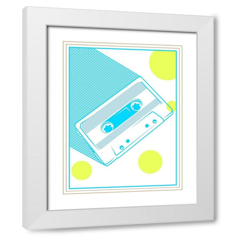 Cassette White Modern Wood Framed Art Print with Double Matting by Rodriquez Jr, Enrique