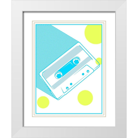 Cassette White Modern Wood Framed Art Print with Double Matting by Rodriquez Jr, Enrique