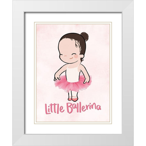 Little Ballerina White Modern Wood Framed Art Print with Double Matting by Rodriquez Jr, Enrique