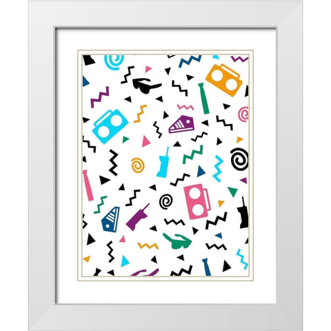 Hip Pop Pattern White Modern Wood Framed Art Print with Double Matting by Rodriquez Jr, Enrique