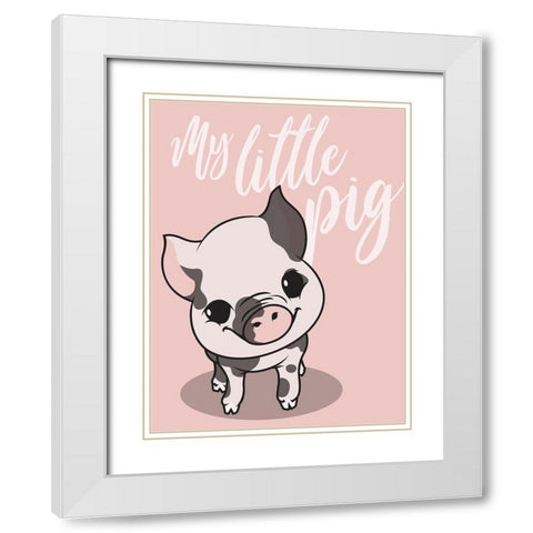 My Little Pig White Modern Wood Framed Art Print with Double Matting by Rodriquez Jr, Enrique