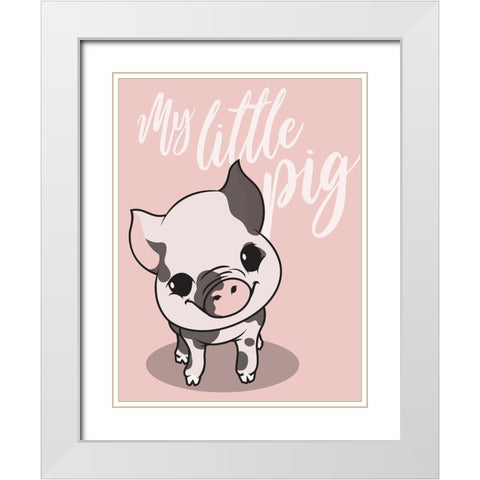 My Little Pig White Modern Wood Framed Art Print with Double Matting by Rodriquez Jr, Enrique