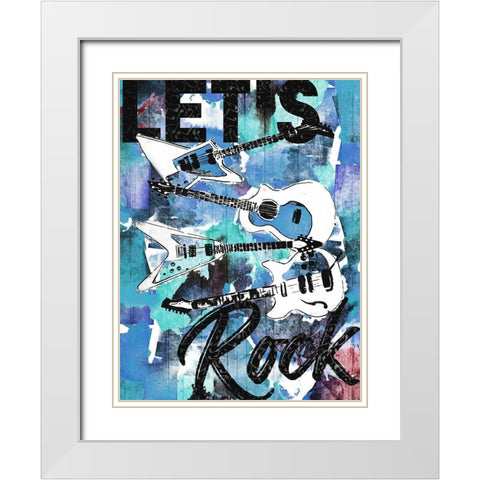 Lets Rock White Modern Wood Framed Art Print with Double Matting by Rodriquez Jr, Enrique
