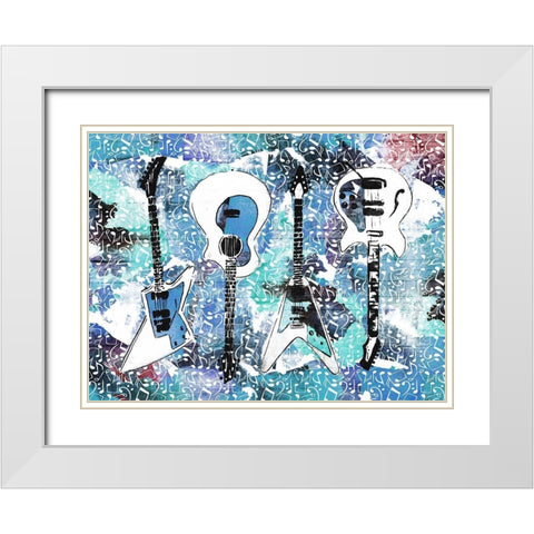 Music Guitars White Modern Wood Framed Art Print with Double Matting by Rodriquez Jr, Enrique