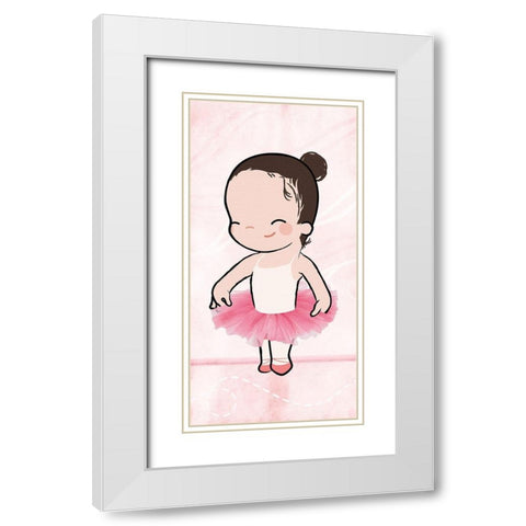 Cutest Ballerina White Modern Wood Framed Art Print with Double Matting by Rodriquez Jr, Enrique