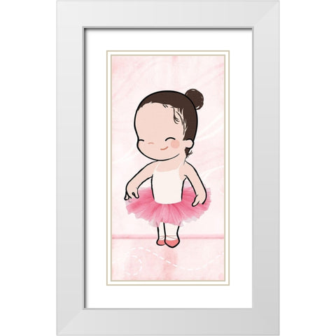 Cutest Ballerina White Modern Wood Framed Art Print with Double Matting by Rodriquez Jr, Enrique