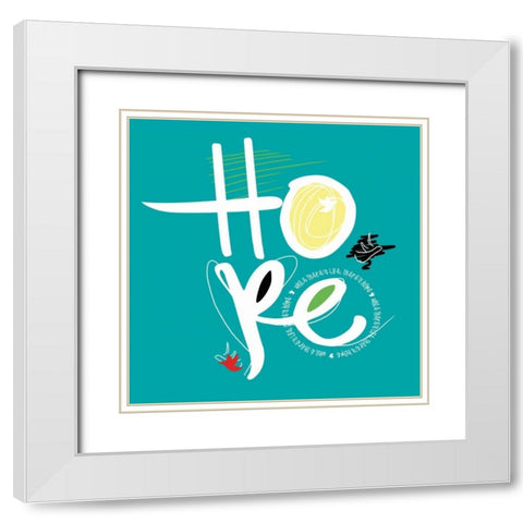 Hope White Modern Wood Framed Art Print with Double Matting by Rodriquez Jr, Enrique