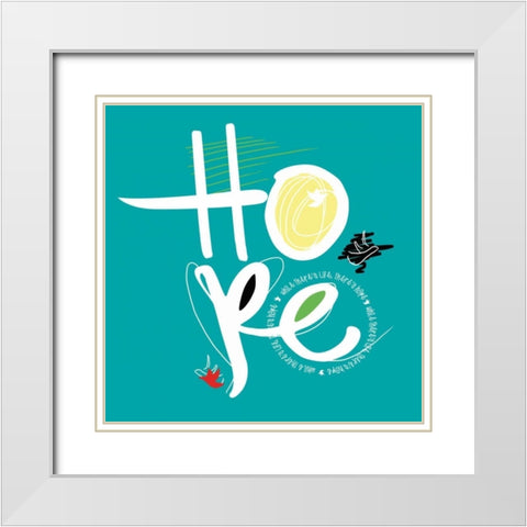 Hope White Modern Wood Framed Art Print with Double Matting by Rodriquez Jr, Enrique