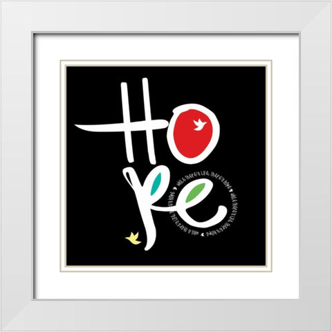 Hope 2 White Modern Wood Framed Art Print with Double Matting by Rodriquez Jr, Enrique