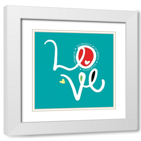 Luv White Modern Wood Framed Art Print with Double Matting by Rodriquez Jr, Enrique
