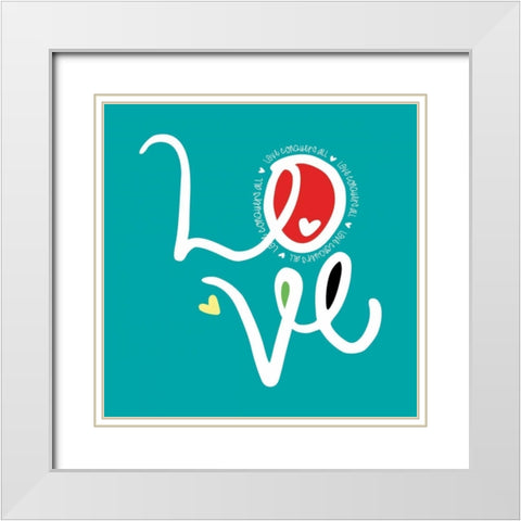 Luv White Modern Wood Framed Art Print with Double Matting by Rodriquez Jr, Enrique