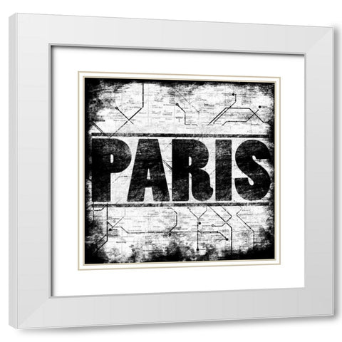 Paris Metro White Modern Wood Framed Art Print with Double Matting by Rodriquez Jr, Enrique