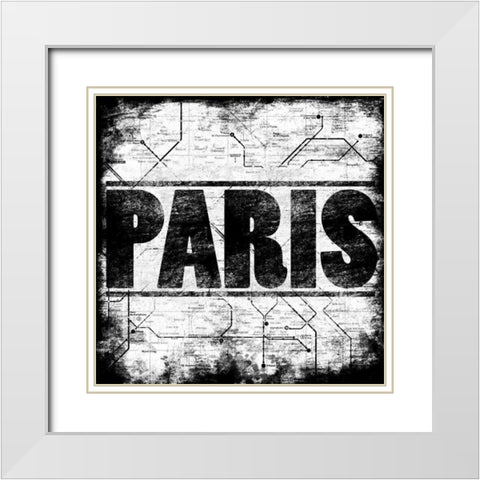 Paris Metro White Modern Wood Framed Art Print with Double Matting by Rodriquez Jr, Enrique