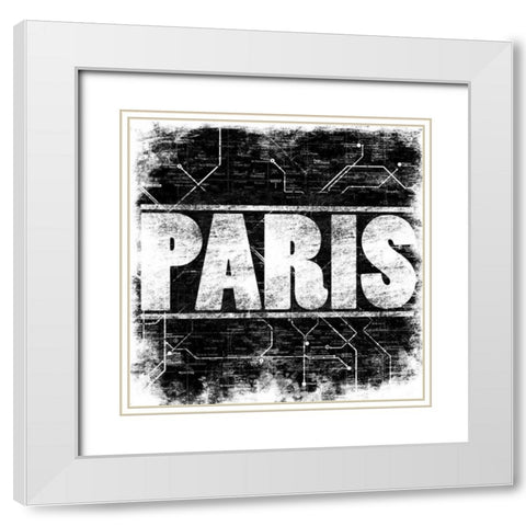 Paris Metro B White Modern Wood Framed Art Print with Double Matting by Rodriquez Jr, Enrique